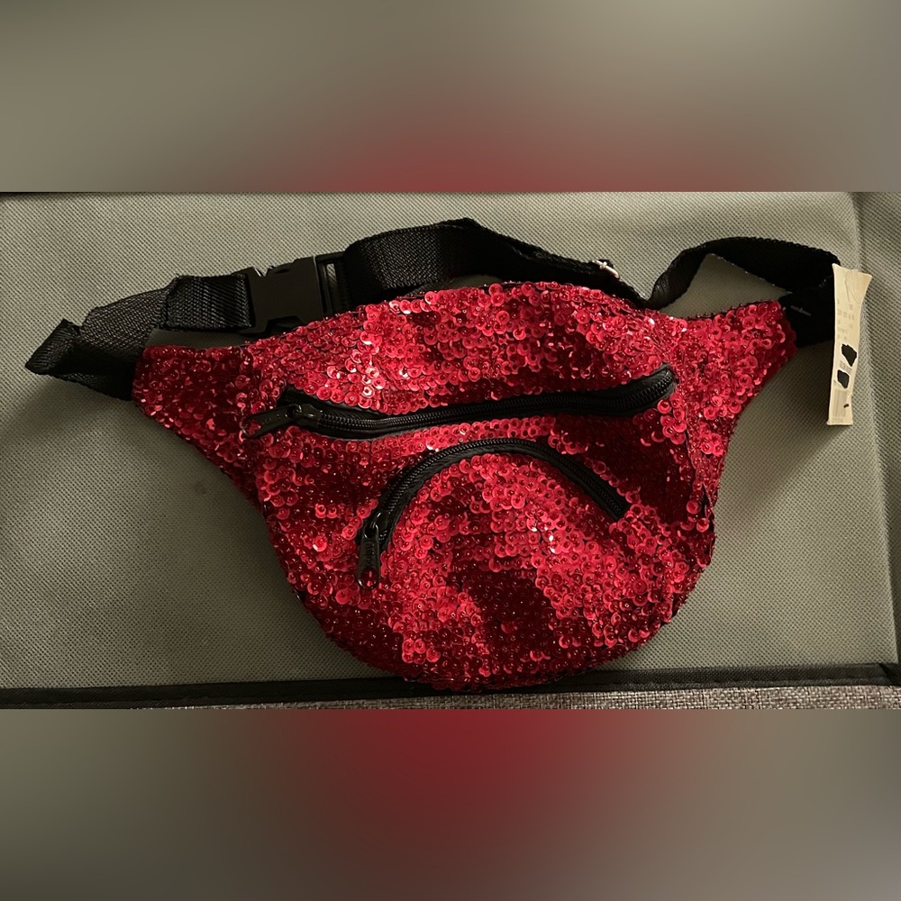 Red Sequin Maximalist Fanny Pack Belly Bag Mermaidcore
